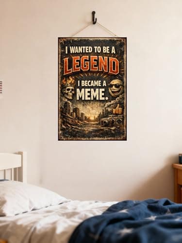 I Wanted To Be A Legend I Became A Meme Metal Tin Wall Plaque Vintage Funny Quote Urban Grunge Art Skull Camera City Scene 8x12 Inch Decor - Thumbnail 3