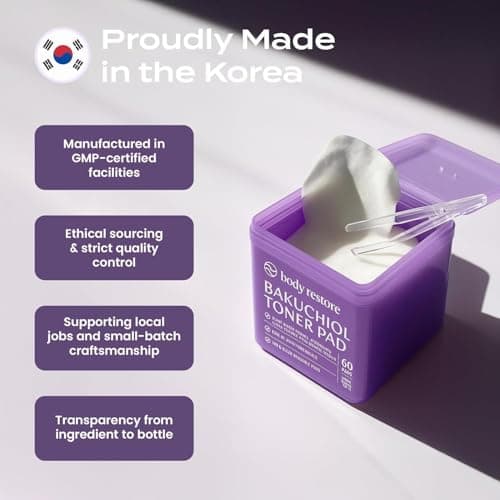Body Restore Bakuchiol Toner Pads – Mothers Day Gifts for Mom, Korean Skin Care, Face Wipe with Niacinamide and Hyaluronic Acid, Birthday Gifts for Women - Thumbnail 6