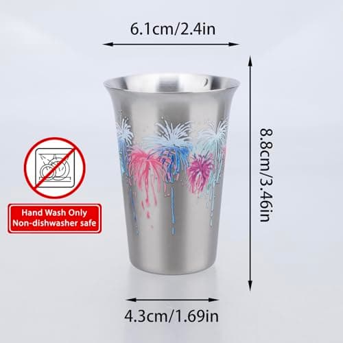 TJ Stainless Steel Metal Cups, Color Changing Stainless Steel Drinking Cups, Reusable Party Cup, Set of 1, 5 oz - Thumbnail 2