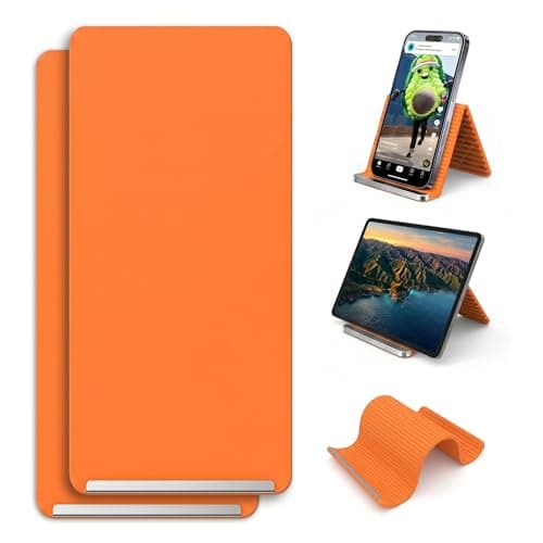 Adjustable Foldable Silicone Phone Stand 2-Pack, Yellow, No Charging Port, Non-Slip Desk Holder for iPhone, Samsung, Tablets