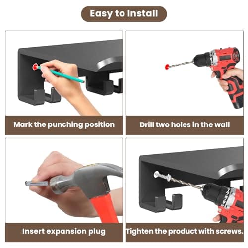 Floating Shelf Organizer Compatible with Tonal Accessories Home Gym Weight wall Storage Equipment Hanger Metal Rack Holder Wall Mount with Hooks T-Lock Adapters Bracket Hanger Workout (Floating Shelf) - Thumbnail 6