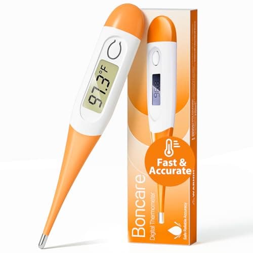 Boncare 10 Seconds Digital Thermometer for Adults and Kids - Accurate & Safe Rectal Thermometer for Baby with Fever Alarm, Oral Thermometer (Orange) - Image 1