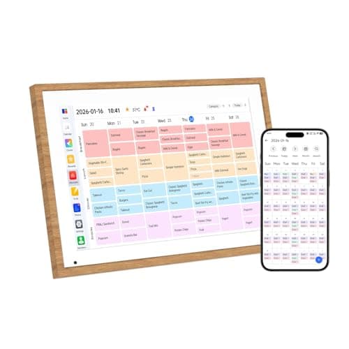 QUNUB 10.1 Inch Digital Calendar 2026 Chore Chart – Interactive Touchscreen Wall Planner, Smart Family Organizer for Family Schedules, Desktop and Wall Mountable, Woodgrain - Image 1