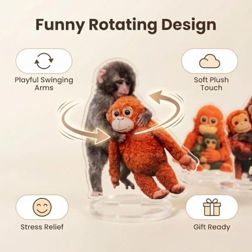 Yszbiay Protect Punch Monkey Rotating Monkey Acrylic Display Plaque – Cute Desktop & Car Ornament, Gift for Animal Lovers, 360° Spin, Decorative Keepsake for Home, Office, Holidays (yellowB) - Thumbnail 2