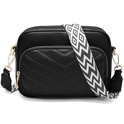 Goinsound Crossbody Bags for Women Crossbody Purse with Built in Wallet Small Purse Crossbody with Wide Strap black - Image 1