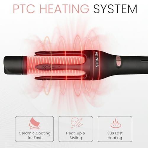 Automatic Hair Curler, Automatic Rotating Curling Iron 1 1/4 Inch for Long Hair, 2 in 1 Hair Straightener and Curler, Ionic Curling Wand with 3 Temperatures, Dual Voltage, Anti-Scald, Auto Shut-Off - Thumbnail 4