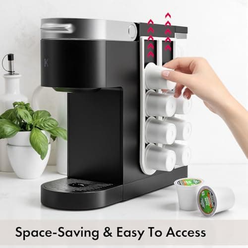 Pilloze 2Pcs White Coffee Pod Holder for Keurig K-Cup, Side Mount Storage Organizer, Wall Mount Design, Space Saving K cup holder, Perfect for Counters Small Space(2 Packs/for 16 K Cups) - Thumbnail 3