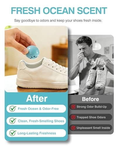 Jevvu Shoe Deodorizer Balls, 10 Pack Odor Eliminator for Shoes, Sneakers, Boots, Gym Bags and Lockers - Thumbnail 2