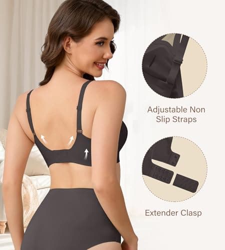 DEANGELMON Wireless Bras for Women Supportive Mesh Straps Bra Seamless Full Coverage No Underwire Comfort Everyday Bras(Black,XXL) - Thumbnail 4