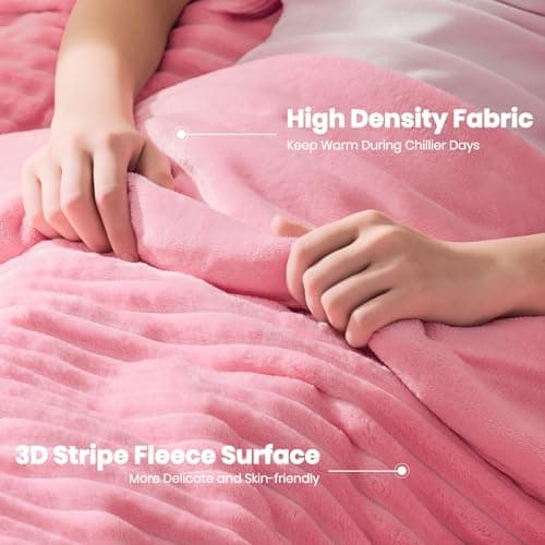 Quataly Marshmallow Queen Fleece Comforter Set Pink Faux Fur Fluffy Comforter Set Luxury Bedding Set Soft Plush Fuzzy Warm Bed Set All Season 3 Pieces (1 Shaggy Comforter, 2 Pillowcases) - Thumbnail 3