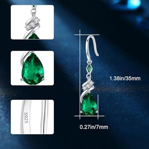 Sterling Silver Earring For Woman -Teardrop Birthstone Earring Jewelry Birthday Gifts for Women,Girlfriend,Wife,Mom - Graduation, Friendship,Birthday, Anniversary (09 - Sapphire) - Thumbnail 4