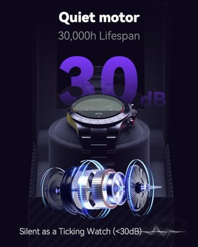 KAVYIA Watch Winder with Japanese Motor – Silent Adjustable Rotation, Premium PU Leather Exterior and Soft Flexible Watch Pillows, Gift for Him, Birthday - Thumbnail 3