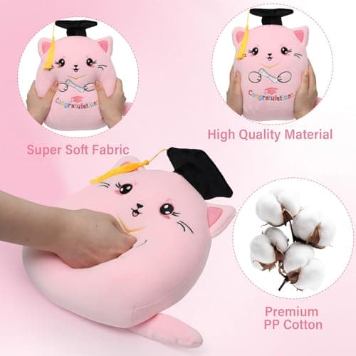 Graduation Gift Cat Stuffed Animal - Pink Cat with Graduation Cap Gown Plush Toy for Kindergarten Preschool Elementary Graduation 2026 Soft Personalized Graduation Gifts for Kids Girls Her 9 Inch - Thumbnail 5