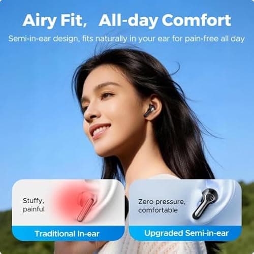 SoundPEATS Air6 HS Wireless Earbuds, Bluetooth 6.0, LDAC Hi-Res Audio for HiFi Sound, 13mm Dynamic Driver, Total 45H, Quick Charging, IPX5 Resistant, Comfortable Fit, ENC Noise Canceling, Support App - Thumbnail 5