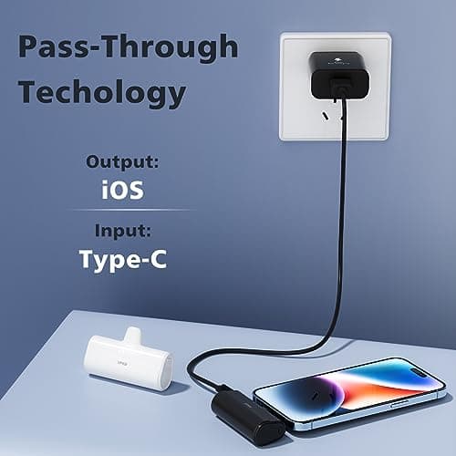 UPEB Small Portable Charger for iPhone 5000mAh 2 Packs with Built in Cable, MFi Certified Compact Power Bank Cordless External Battery Pack for All iPhone Series 14/13/12/11/XR/X/SE/8/7/6 Pro Max - Thumbnail 6
