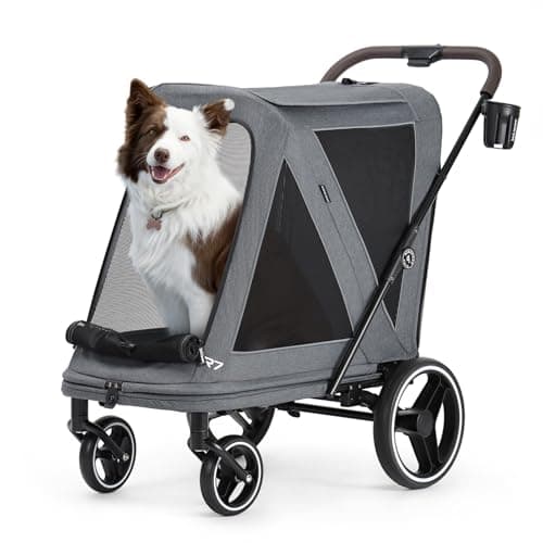 Beberoad Pet Stroller for Medium Dogs Up to 66lbs, Large Dog Stroller One-Second Fold, R7 All-Terrain with ER Tires, Mesh Dual-Window, Full Disassembly&Washable Waterproof Oxford Fiber - Image 1