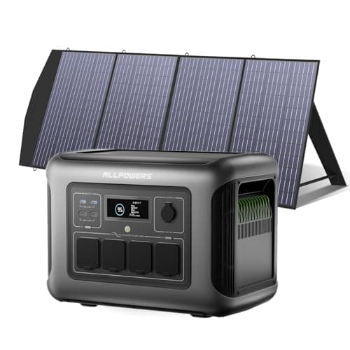 ALLPOWERS Solar Generator R1500 LITE with 200W Foldable Solar Panel,1056Wh Portable Power Station LiFePO4 (LFP) Battery,1600W AC/100W USB-C Output for Outdoor Camping,Travel,Hunting,and Power Outages