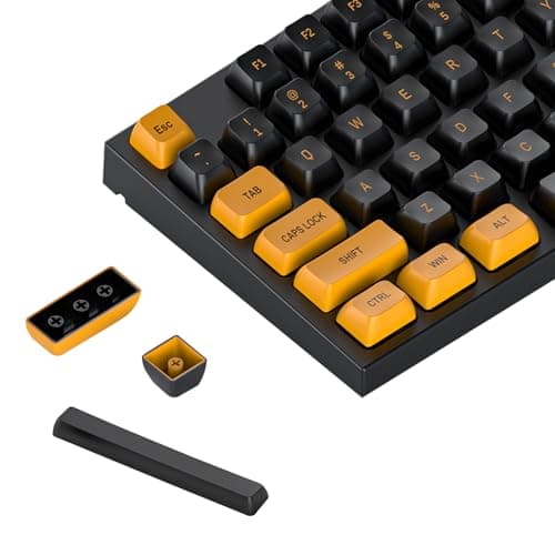 CSA Profile Keycaps Double Shot PBT, Thocky Sound Orange Black 150 Keys Set for MX Switches Aula F99/F75 Mechanical Keyboard, with 6.25U/7U Spacebar