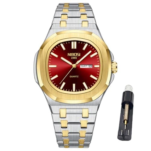 NIBOSI Watches for Men Analog Quartz Stainless Steel Silver Watches for Men Waterproof Business Classic Desiger Wrist Watch with Day Date Elegant Gift for Men - Image 1