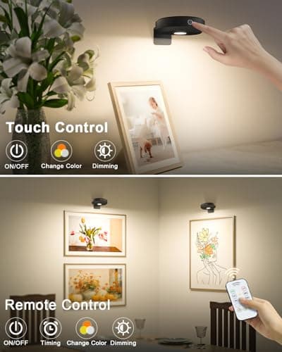 WILLED Picture Lights for Wall Rechargeable,Wireless Battery Operated Art Lighting for Paintings,Puck Lights with Remote,Picture Frame Lights,Dimmable & TimerWireless,Magnetic Gallery Light - Thumbnail 6