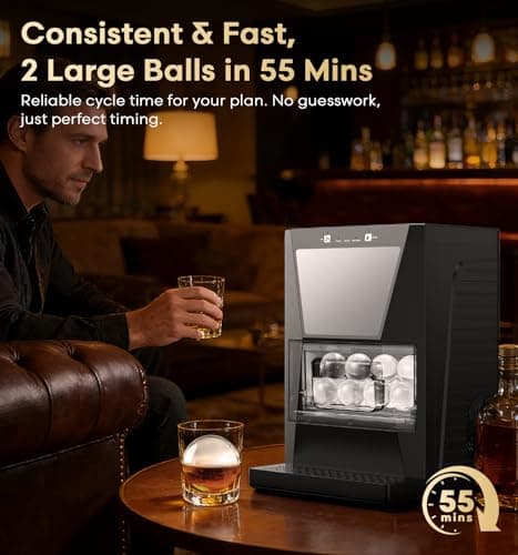 DOQAUS Clear Ice Cube Maker, 2.2-Inch Ice Ball Maker Machine with Water Recycling & Self-Cleaning, Automatic Sphere Ice Maker for Premium Whiskey & Home Bar Cocktails - Thumbnail 2