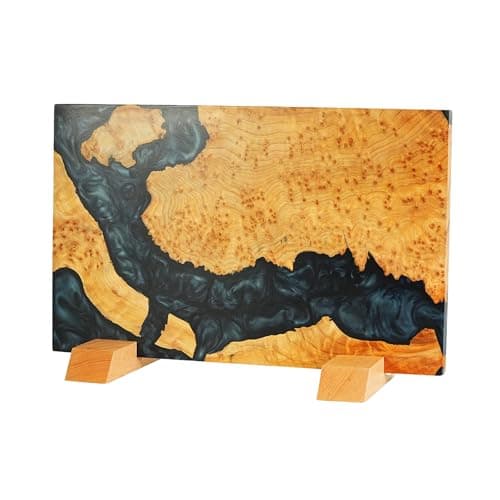Magnetic Knife Block for Kitchen – Handcrafted Burl Wood Resin, Holds 16 Knives, Strong Neodymium Magnets, Safe Countertop Knife Holder