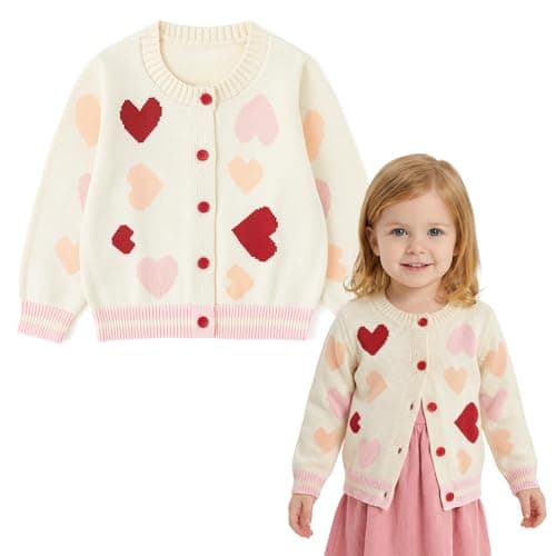 Simplee kids Baby Cardigan Cable Knit Toddler Cardigan Long Sleeve Fall Winter Open Front Knit Sweaters (Heart) - Image 1