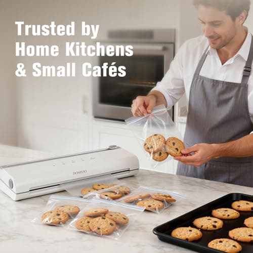 DOMIVIO 75Kpa Vacuum Sealer Machine for Food, 5-in-1 Food Saver with Built-In Cutter & 20 BPA-Free Bags – Dry & Moist Modes, Compact Easy-to-Use Vacuum Sealer for Meal Prep (VS2093) - Thumbnail 6