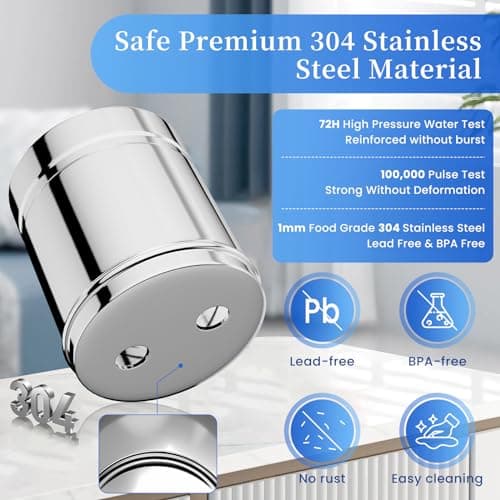 OEMIRY Gravity Water Filter System, 2.25G Stainless Steel Countertop System Water Purifier with Stand, Reduce 99% Chlorine for Home Camping Backpacking RVing, 2 Carbon and 2 Fluoride Filters - Thumbnail 3