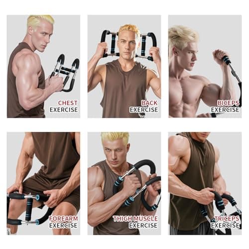 Arm Trainer for Men 5-Level Adjustable Resistance (45-110 lbs) Twister Chest Workout Equipment for Women Exerciser Bar Biceps Triceps Forearm Abdominal Thigh Back Muscle Exerciser (Red) - Thumbnail 2