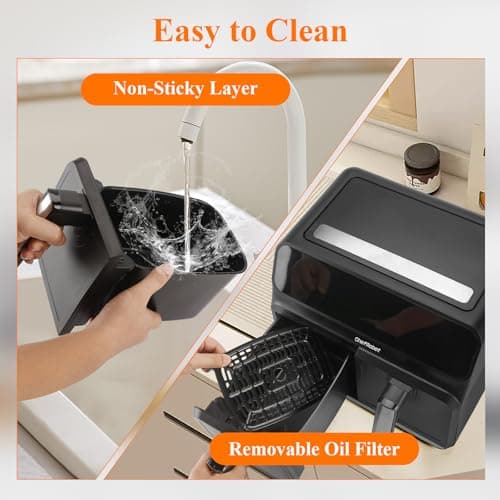 ChefRobot Dual Air Fryer 8 Quart TFT Touch Screen Non Toxic for Family Size/Kitchen/RV - Thumbnail 5