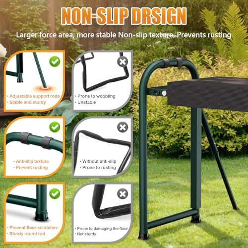 seasky Foldable Garden Kneeler and Seat, Anti-Tipping Gardening Bench Widened Thick Soft Kneeling Pad, Heavy Duty Gardening Stool with Tool Bag,Gardening Gift for Women - Thumbnail 4
