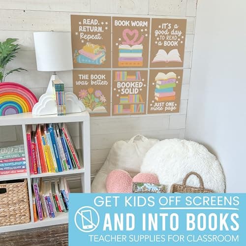 Hadley Designs Reading Posters for Classroom Elementary and Library Decor - 6 Reading Corner Decor for Classroom Decorations, Reading Strategies Library Posters, Kraft Bulletin Board Decorations - Thumbnail 2
