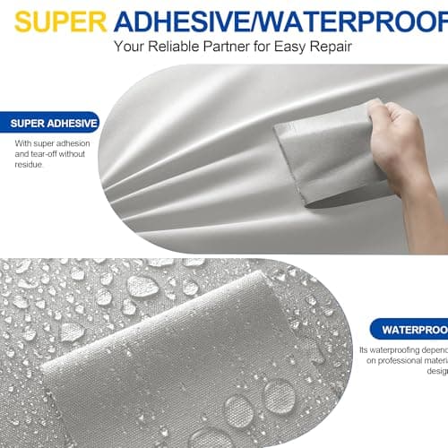 YIKAD Fabric Repair Tape, Self Adhesive Canvas Repair Patch, Waterproof Outdoor Canvas Tape/Patch Kit for Sun Shades Clothing Tent Awnings Boat Cover Couches Grey 4x71 inch - Thumbnail 4