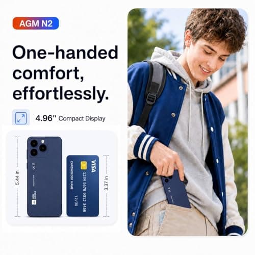 AGM Note N2 Smartphone for T-Mobile ONLY, 4.96" Compact 4G Cell Phone - Thumbnail 2