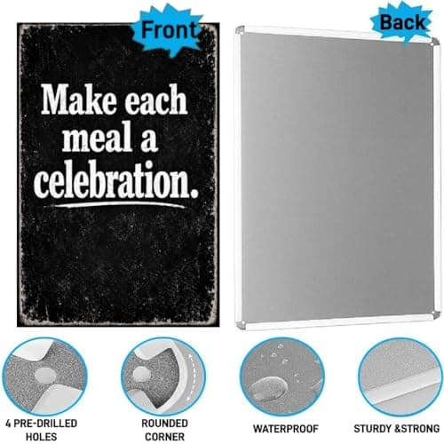 Make Each Meal A Celebration Vintage Tin Sign Rustic Kitchen Wall Decor Metal Plaque Chalkboard Style Typography Farmhouse Dining Room Cooking Quote Art 8x12 Inch Pre Drilled Holes - Thumbnail 6