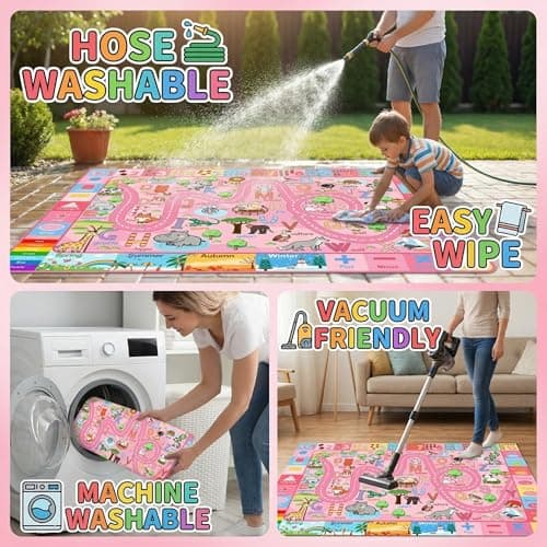 HBUFBUQ 2.5x4 ft ABC Rug for Kids Room Nursery Classroom Rug, Kids Rugs for Playroom Bedroom, Boys Girls Non-Slip Educational Play Mat with Alphabet Numbers Animals Shapes Seasons - Thumbnail 6