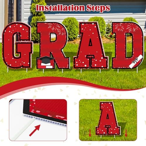 14 PCS 2026 Graduation Decorations, Large Congrats Grad 2026 Yard Signs with Stakes, Class of 2026 Glitter Plastic Congratulations Graduate Grad Lawn Yard Signs for College School Grad Party - Thumbnail 3