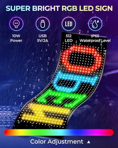 Pak Scrolling Advertising LED Sign, 7” x 3” Devil Eyes Light for Cars, Programmable Store Sign with Remote APP Control, Flexible Digital Display, DIY Text Pattern Animations for Shop Bar Hotel - Thumbnail 3