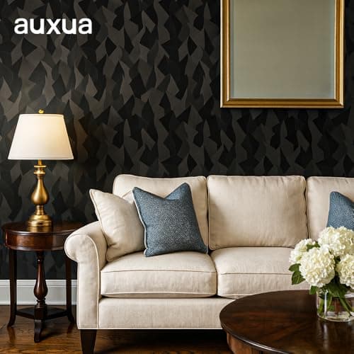 Black Peel and Stick Wallpaper, 17" x 196"(Long), Removable Self Adhesive Wall Paper for Accent Wall, Bathroom, Bedroom, Furniture Renovation, Modern Matte Black Vinyl Contact Paper for Home DIY - Thumbnail 2
