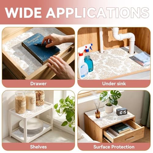 RAY STAR 18X96 Inch Shelf Liner for Kitchen Cabinets, Non-Adhesive Cabinet Liner Washable, PVC Drawer Liner for Dresser Non-Slip Bathroom (Yellow Pattern)(1 Roll) - Thumbnail 6