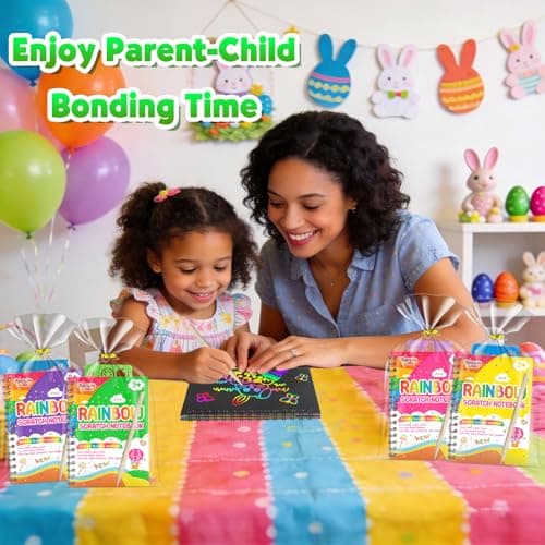 FEREDO KIDS Scratch Art Party Favors for Kids: 24 Pack Rainbow Scratch Art Notebook, Easter Basket Stuffers, Coloring Books Goodie Bags Stuffers for Kid, Bulk Classroom Birthday Gifts for Student - Thumbnail 6