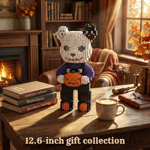 SehrKlug 12.6" Skull Bear Teddy Blocks Building Bricks Set for Adults, Ages 14+ - Collector-Edition DIY Craft Kit & Trend Decor for Office, Bedroom or Book Shelf - Relaxing Activity Gift, Birthdays - Thumbnail 2