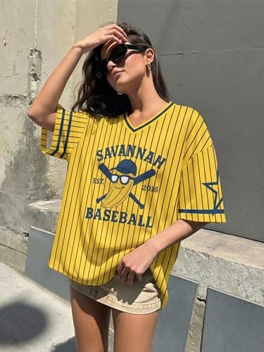 Baseball Banana Jersey Shirts for Women - Baseball Savannahv T-Shirts Funny Game Day Fan Clothes Tops - Thumbnail 5