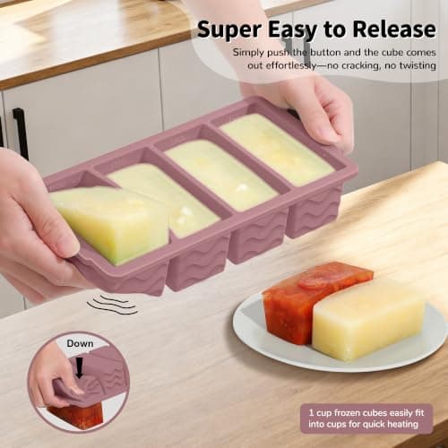3-Pack Silicone Freezer Trays with Lid,2 Large 2-Cup(500ml)&4 Medium 1-Cup(250ml)&6 Small 1/2-Cup(125ml) Soup Freezer Container Molds,Ice Cube Tray For Meal Prep&Freezing Soup,Stews,Sauces - Thumbnail 4