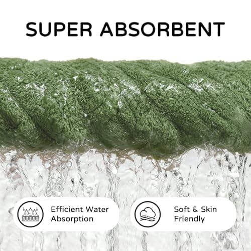ZatreckI Extra Large Bath Towels (60"x30"),Oversized Bath Towels for Adults Luxury Bath Towels Super Soft Highly Absorbent Microfibers Quick Dry Bath Sheets Large for Bathroom (Olive Green, 2Piece) - Thumbnail 6