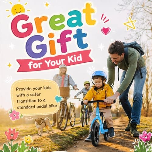 Birtech Balance Bike for 2-5 Year Old, 12 Inch Toddler Bike No Pedal Training Bicycle with Adjustable Seat Height, Airless Tire (Light Blue) - Thumbnail 6