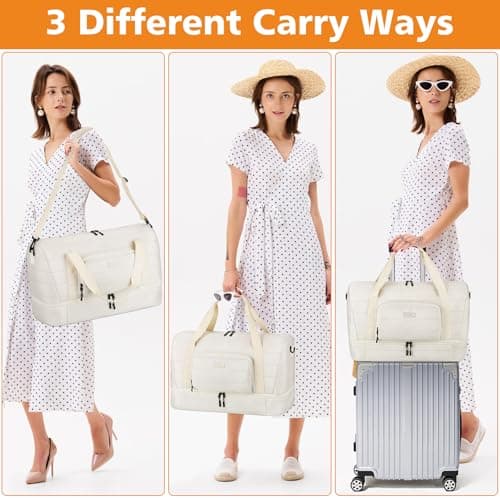 Weekender Bags for Women with Shoe Compartment, Travel Duffle with Toiletry Bag, Carry on Overnight Bag with Wet Pocket - Thumbnail 6