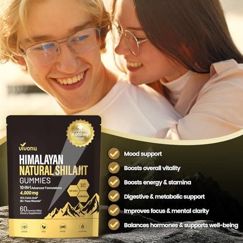 VivoNu Shilajit* Gummies,Pure Himalayan* micronutrient Supplement, Himalayan Premium Ingredient with Shilajit, Ashwagandha, Gokshura, Fulvic Acid & 85+ Trace Minerals I for Men & Women (4000MG/1 Bag) - Thumbnail 6