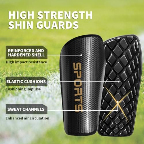 LPONJAR Soccer Shin Guards for Kids Youth Adults - Shin Pads and Sleeves with Optimized Insert Pocket for Boys Girls Men Women for Football Games - Protective Soccer Equipment - Thumbnail 3
